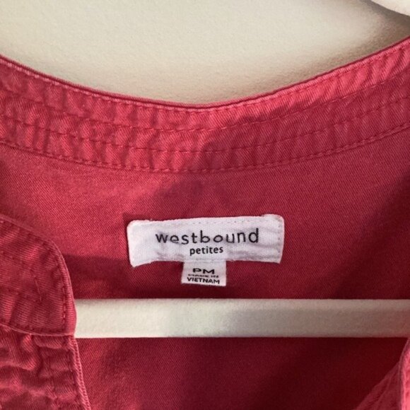 Westbound Petite M Raspberry 3/4 Sleeve Blouse With Split Neckline & Pockets - Picture 5 of 7